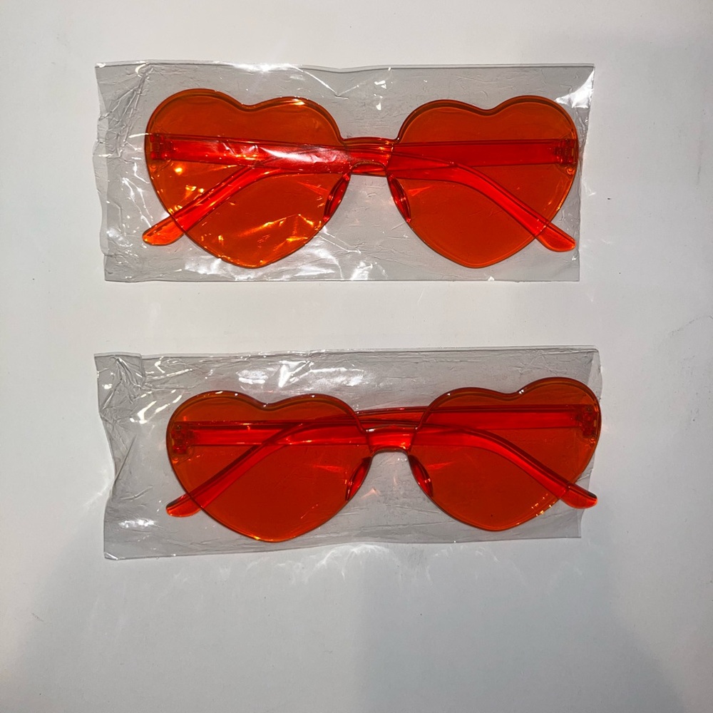 Orange Heart Shaped Rimless Sunglasses (2-pack) 🧡🍊☀️🕶️